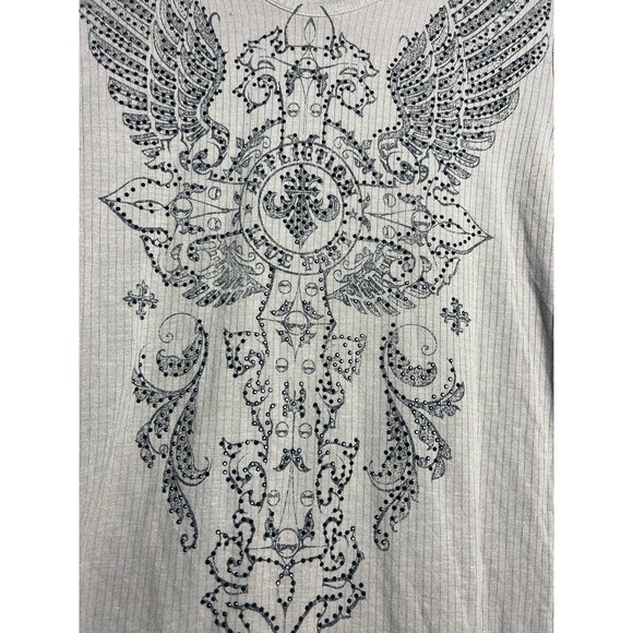 Affliction Womens Embellished Long Sleeve Tan Top Sz Small - Picture 4 of 6